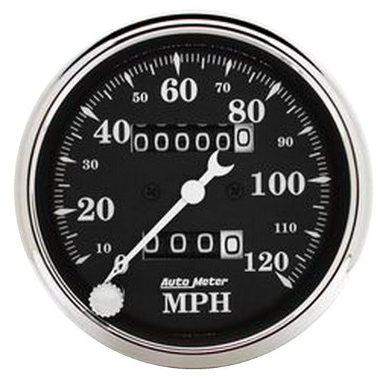 AutoMeter Gauge Speedo. 3-1/8in. 120MPH Mechanical Old Tyme Blk 1796