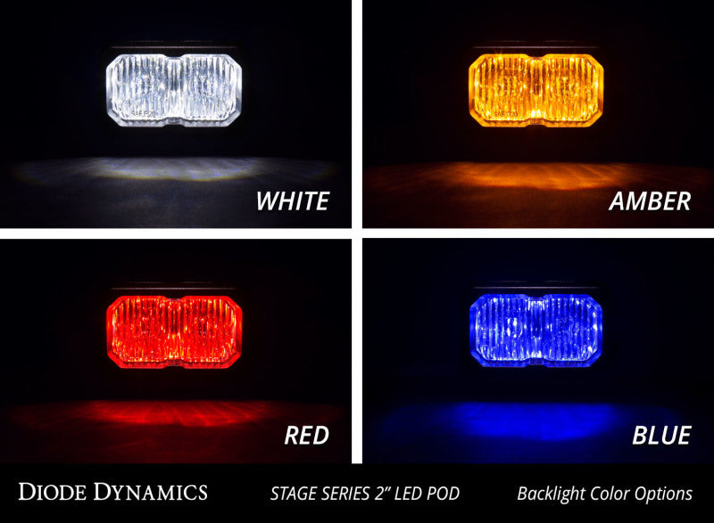 Diode Dynamics Stage Series 2 In LED Pod Sport - White Flood Flush BBL (Pair)