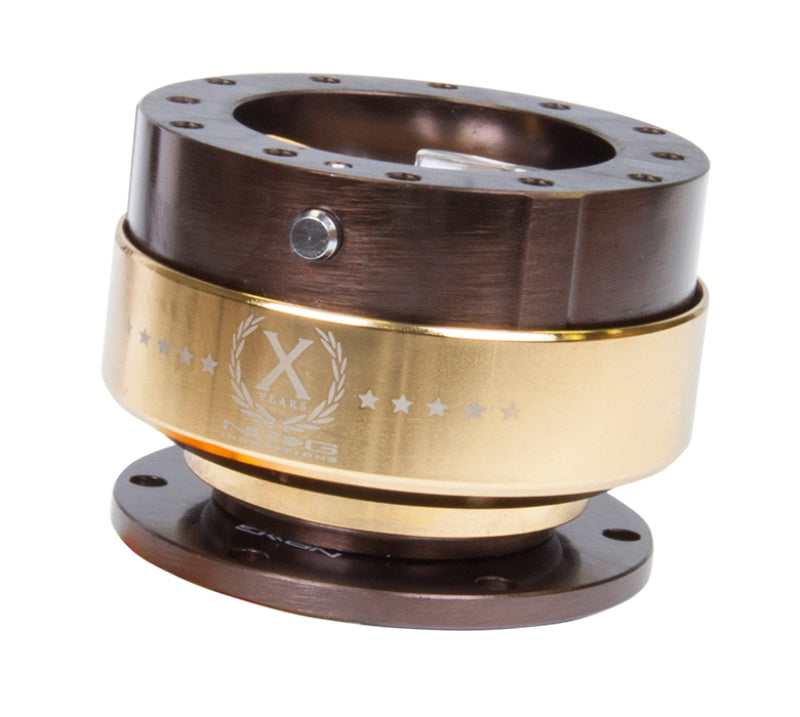 NRG Quick Release Gen 2.0 Bronze Body Chrome Gold Ring - eliteracefab.com