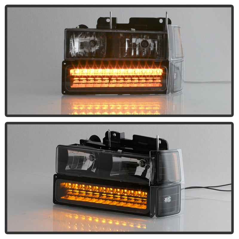 Xtune 92-94 Blazer Full Size Corner/LED Bumper Headlights Black HD-JH-CCK88-LED-AM-BK-SET - eliteracefab.com