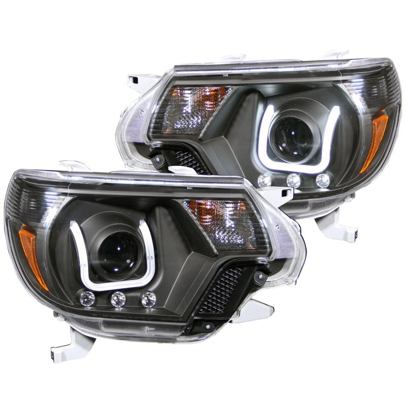 ANZO USA Toyota Tacoma Projector Headlights W/ U-Bar Black; 2012-2015 - eliteracefab.com