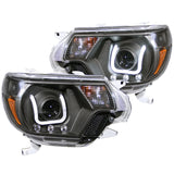 ANZO USA Toyota Tacoma Projector Headlights W/ U-Bar Black; 2012-2015