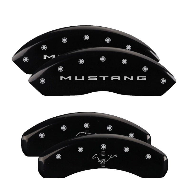 MGP 4 Caliper Covers Engraved Front 2015/Mustang Engraved Rear 2015/37 Yellow finish black ch MGP