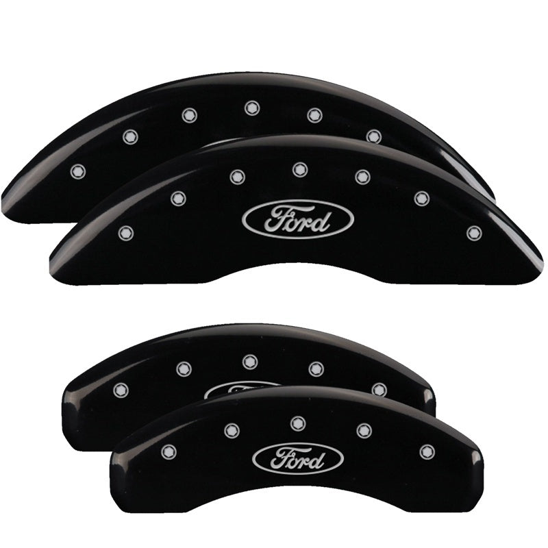 MGP 4 Caliper Covers Engraved Front & Rear Oval logo/Ford Black finish silver ch MGP