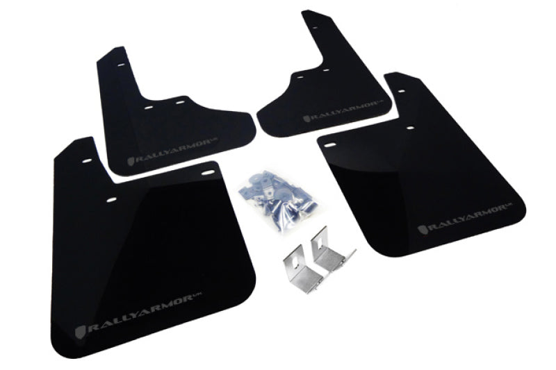 Rally Armor UR Mudflaps Black Urethane Grey Logo 1993-2001 Impreza - eliteracefab.com