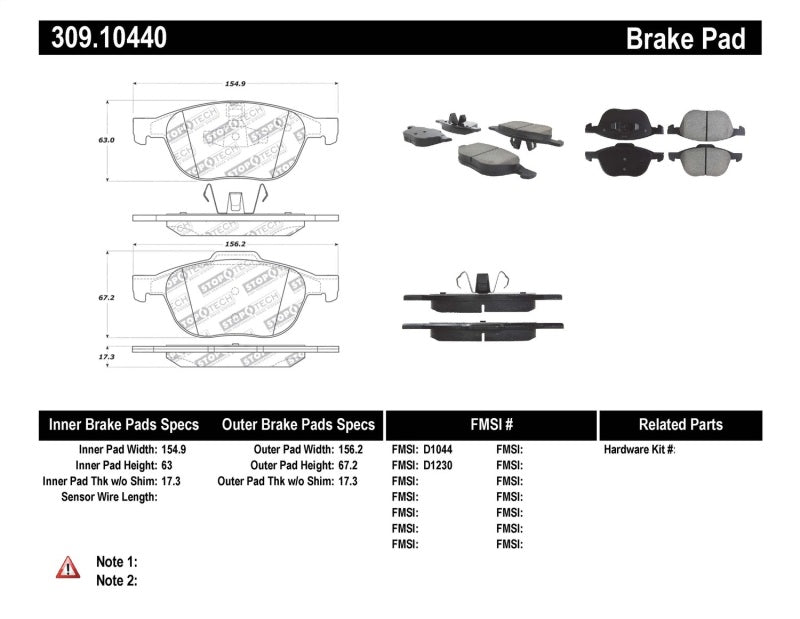 STOPTECH PERFORMANCE 04-09 MAZDA 3 FRONT BRAKE PADS, 309.10440 - eliteracefab.com