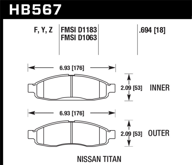 Hawk 04-06 infiniti QX56 / 05-06 Armada / 04 Pathfinder / 04-07 Titan LTS Street Front Brake Pads - eliteracefab.com