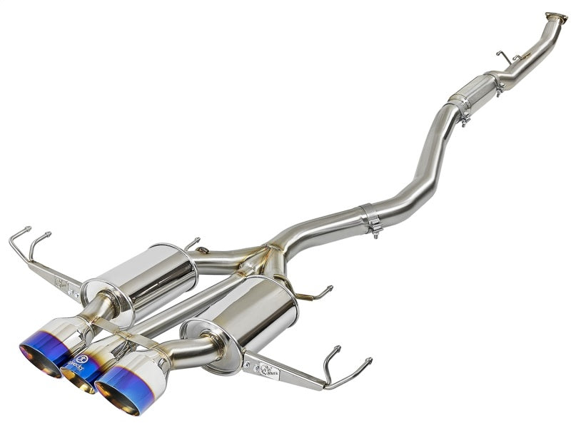 aFe Takeda 3in 304 SS Cat-Back Exhaust w/ Blue Flame Tips 2017+ Honda Civic Type R I4 2.0L (t) - eliteracefab.com