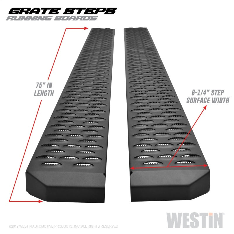 Westin Grate Steps Running Boards 75 in - Textured Black - eliteracefab.com