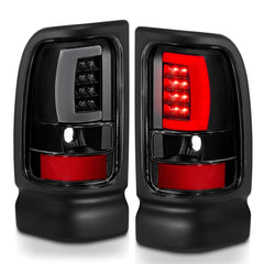 ANZO 1994-2001 Dodge Ram 1500 LED Taillights Plank Style Black w/Clear Lens - eliteracefab.com
