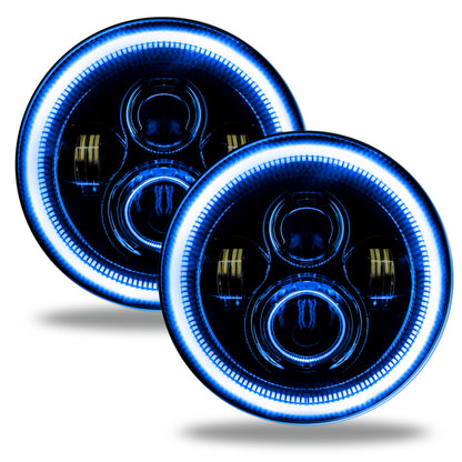 Oracle 7in High Powered LED Headlights - Black Bezel - Blue - eliteracefab.com