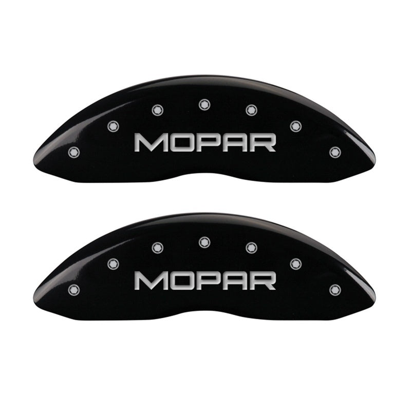 MGP Front set 2 Caliper Covers Engraved Front MOPAR Black finish silver ch MGP