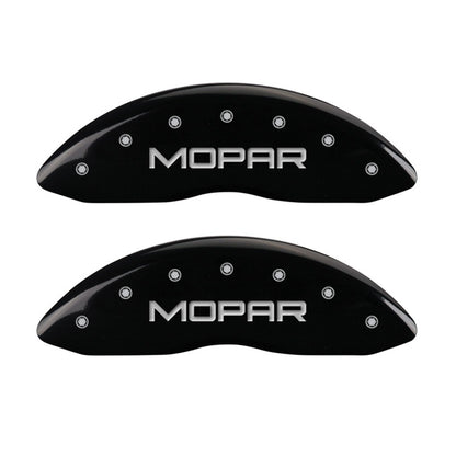 MGP Front set 2 Caliper Covers Engraved Front MOPAR Black finish silver ch MGP