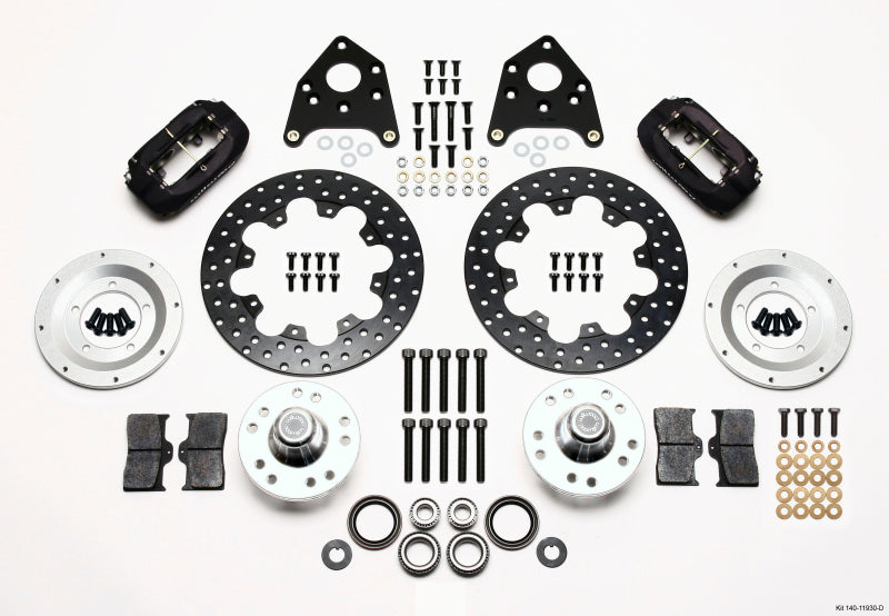 Wilwood Forged Dynalite Front Drag Kit Drilled Rotor 1970-1973 Mustang Disc & Drum Spindle Wilwood