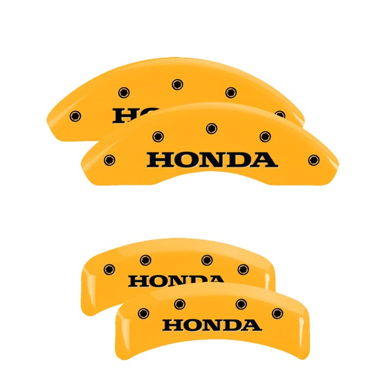 MGP 4 Caliper Covers Engraved Front Honda Rear H Logo Yellow Finish Black Char 2005 Honda Civic MGP