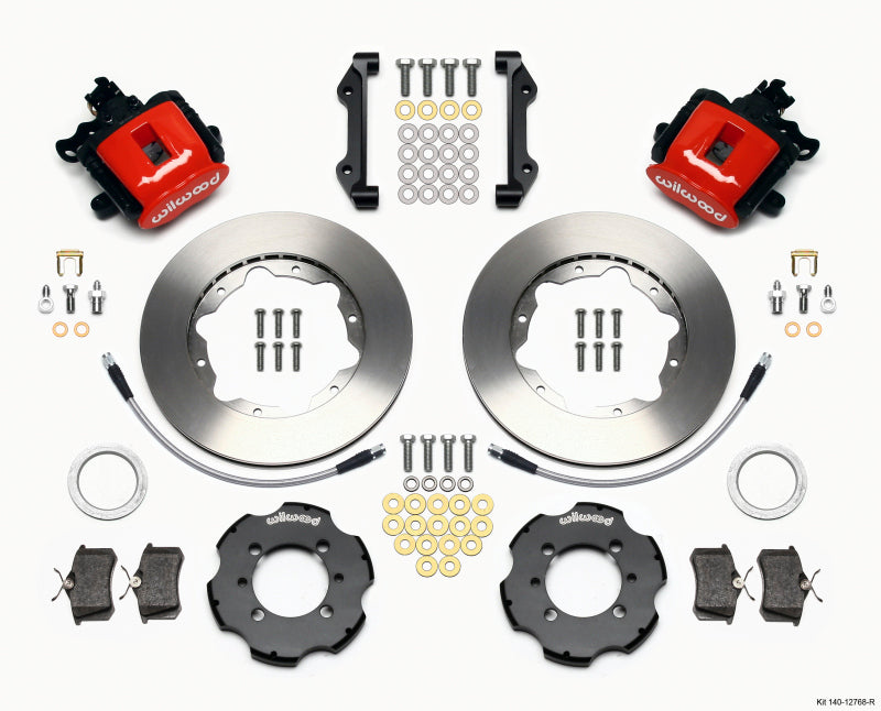 Wilwood Combination Parking Brake Rear Kit 11.00in Red 2012 Fiat 500 w/ Lines Wilwood