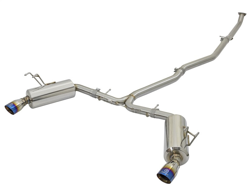 aFe POWER Takeda 16-17 Honda Civic I4-1.5L (t) 2.5-2.25in 304 SS CB Dual-Exit Exhaust Blue Tips - eliteracefab.com