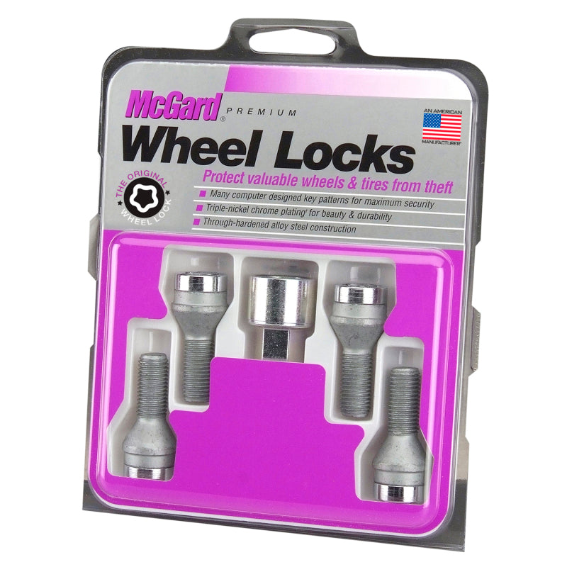 McGard Wheel Lock Bolt Set - 4pk. (Cone Seat) M12X1.25 / 17mm Hex / 22.0mm Shank Length - Chrome - eliteracefab.com