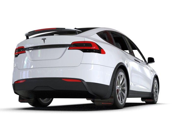 Rally Armor 2022 Tesla Model X Black UR Mud Flap w/ Red Logo - eliteracefab.com