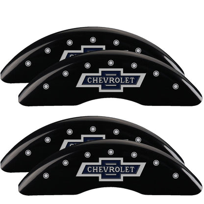 MGP 4 Caliper Covers Engraved F & R 100th Anniv Black Finish Silver Char 2019 Chevy Silverado 3500HD MGP