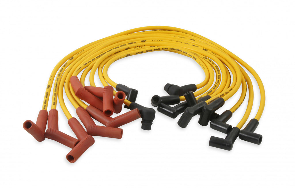 ACCEL Spark Plug Wire Set - 8mm - Custom with Graphite Core - Yellow with HEI Stock Style Boots - eliteracefab.com