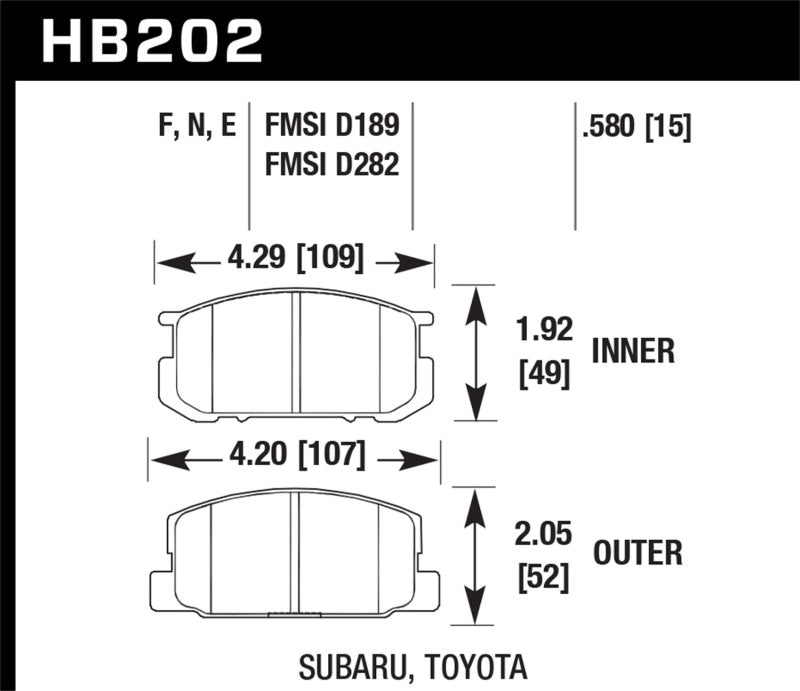 Hawk Performance Blue 9012 Front Brake Pads - HB202E.580