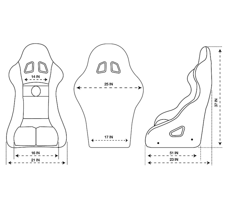 NRG FIA Competition Seat w/Competition Fabric & FIA Homologated Free Driving Position - FRP-RS500M