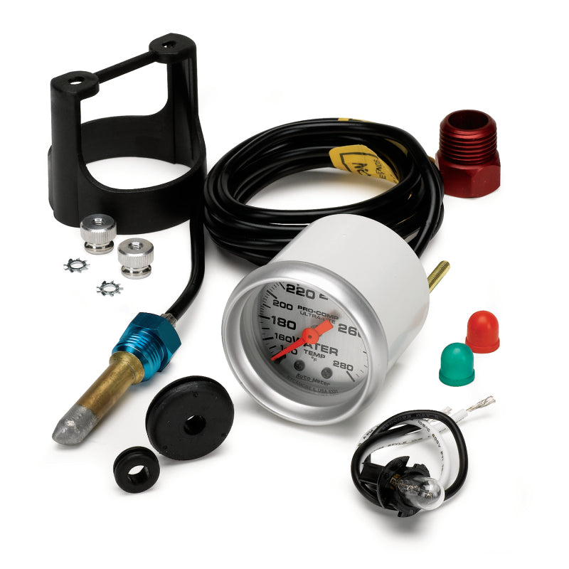 Autometer Ultra-Lite 52mm 140-280 Deg F Mechanical Water Temp Gauge - White 4331