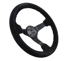 Load image into Gallery viewer, NRG Reinforced Steering Wheel (350mm / 3in. Deep) Blk Suede/Red BBall Stitch w/5mm Matte Blk Spokes - RST-036MB-S-RD