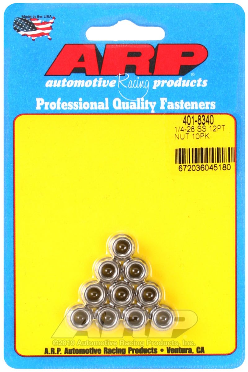ARP 1/4-20in SS 12pt Nut Kit (10/pkg) ARP