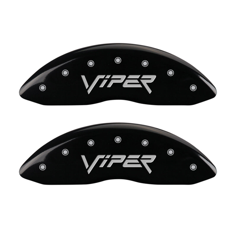 MGP 4 Caliper Covers Engraved Front Gen 2/Viper Engraved Rear Gen 2/Snake Black finish silver ch MGP