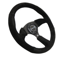 Load image into Gallery viewer, NRG Reinforced Steering Wheel 350mm Sport Suede Racing 2.5 Inch Deep Comfort Grip, 5mm thick matte black spoke - eliteracefab.com