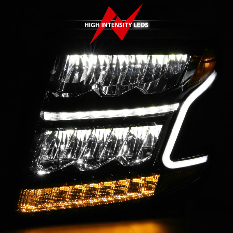 ANZO 15-20 Chevy Tahoe/Suburban LED Light Bar Style Headlights Black w/Sequential w/DRL w/Amber - eliteracefab.com