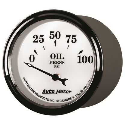 AutoMeter Gauge Oil Press 2-1/16in. 100PSI Elec Old Tyme White II 1227