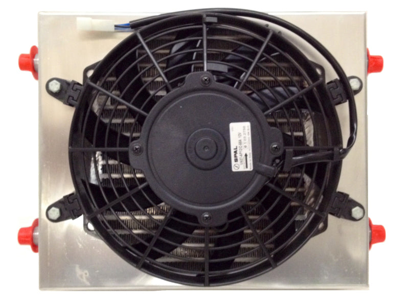 CSF Dual Fluid Bar & Plate HD Oil Cooler w/9in SPAL Fan (1/3 & 2/3 Partition) - 13.8in L x 10in H - eliteracefab.com