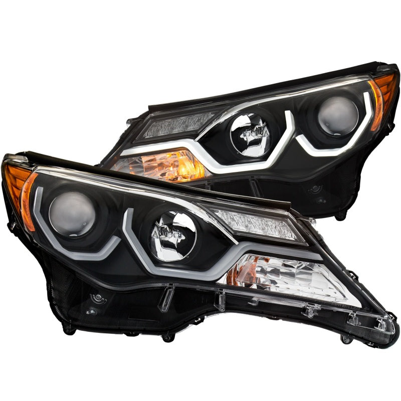 ANZO USA Toyota Rav4 Projector Headlights W/ Plank Style Design Black; 2013-2015 - eliteracefab.com