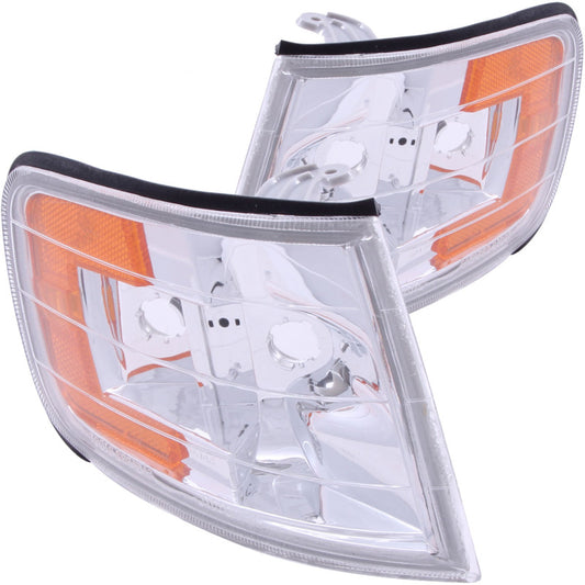 ANZO USA Honda Accord Euro Corner Lights Chrome W/ Amber Reflector; 1994-1997 - eliteracefab.com