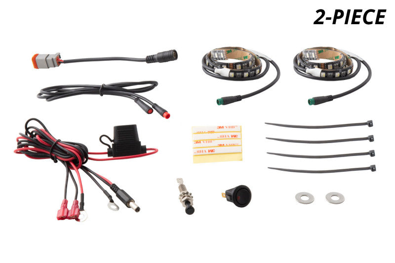 Diode Dynamics RGBW Engine Bay Strip Kit 4pc Multicolor