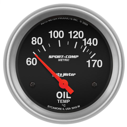 Autometer Sport-Comp 66.7mm 60-170 Deg C Short Sweep Electronic Oil Temperature Gauge 3543-M