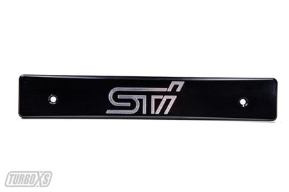 TURBOXS LICENSE PLATE DELETE BLACK; MACHINED SUBARU WRX/STI STI LOGO; 2015-2018 - eliteracefab.com