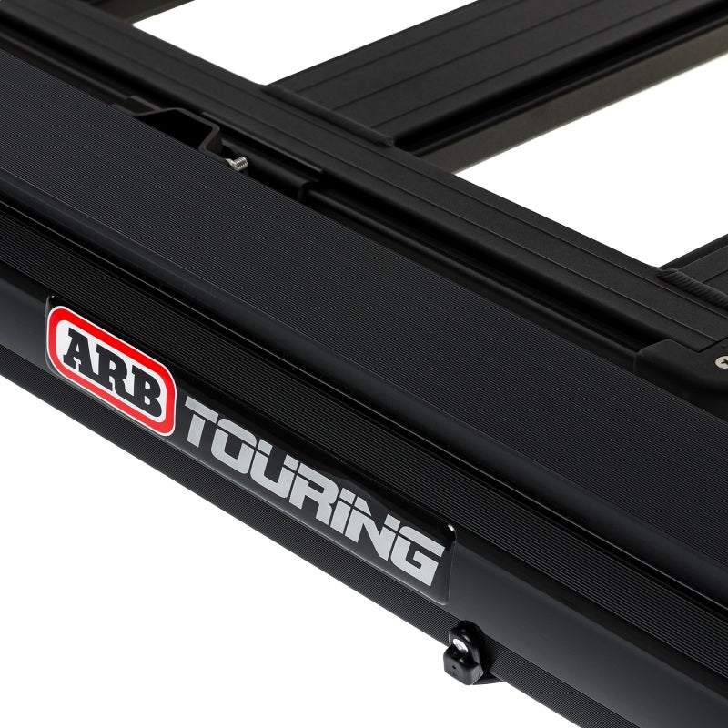 ARB Aluminum Awning, Black Frame, 8.2FT x 8.2FT, Installed with LED Light Strip - eliteracefab.com