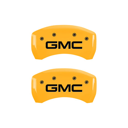 MGP 4 Caliper Covers Engraved Front & Rear GMC Yellow Finish Black Char 2019 GMC Arcadia MGP