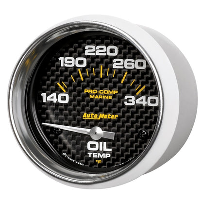 Autometer Marine Carbon Fiber Electric Oil Temperature Gauge 2-5/8in 140-300 Deg F 200765-40