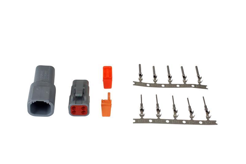 AEM DTM-Style 4-Way Connector Kit w/ Plug / Receptacle / Wedge Locks / 5 Female Pins / 5 Male Pins - eliteracefab.com