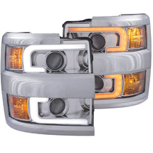 Load image into Gallery viewer, ANZO USA Chevrolet Silverado Hd Projector Headlights W/ Plank Style Switchback Chrome W/ Amber Chrome Rim; 2015-2017 - eliteracefab.com