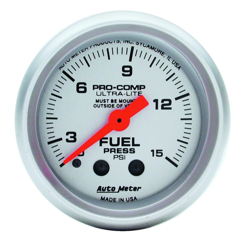 Autometer Ultra-Lite 2-1/16in 0-15 PSI Mechanical Fuel-Pressure Gauge w/ Isolator 4313