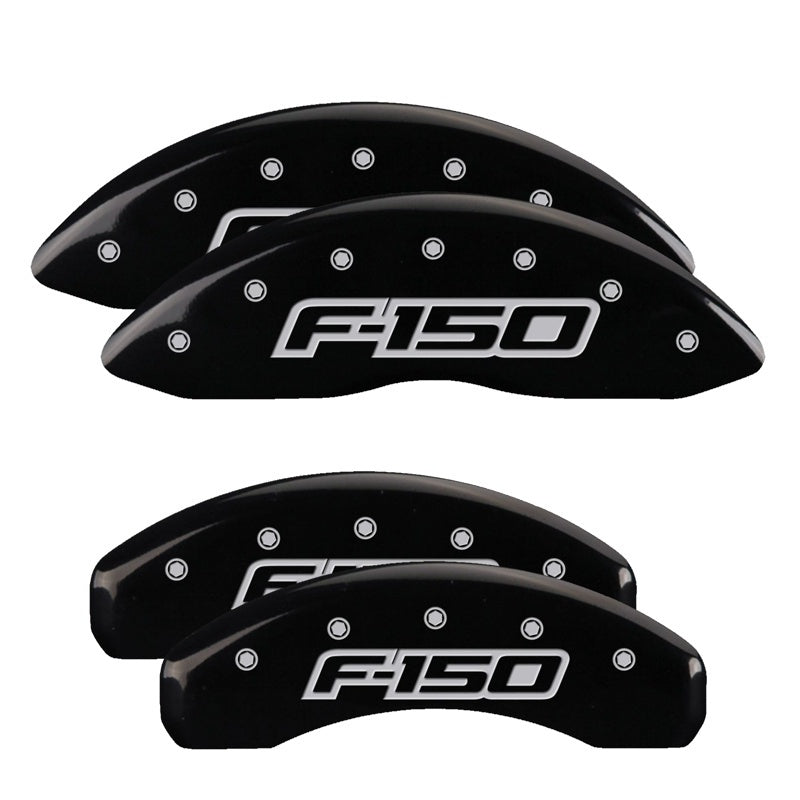 MGP 4 Caliper Covers Engraved F&R F150 / F150 2009 Black Powder Coat Finish Silver Characters MGP