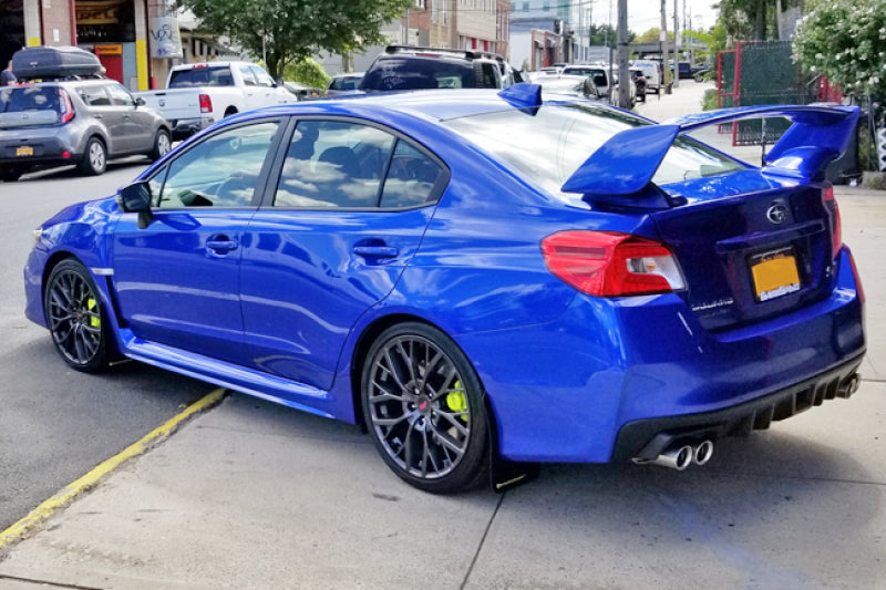 Rally Armor UR Mudflaps Black Urethane Caliper Green Logo 2015-2021 WRX / 2015-2021 STI - eliteracefab.com