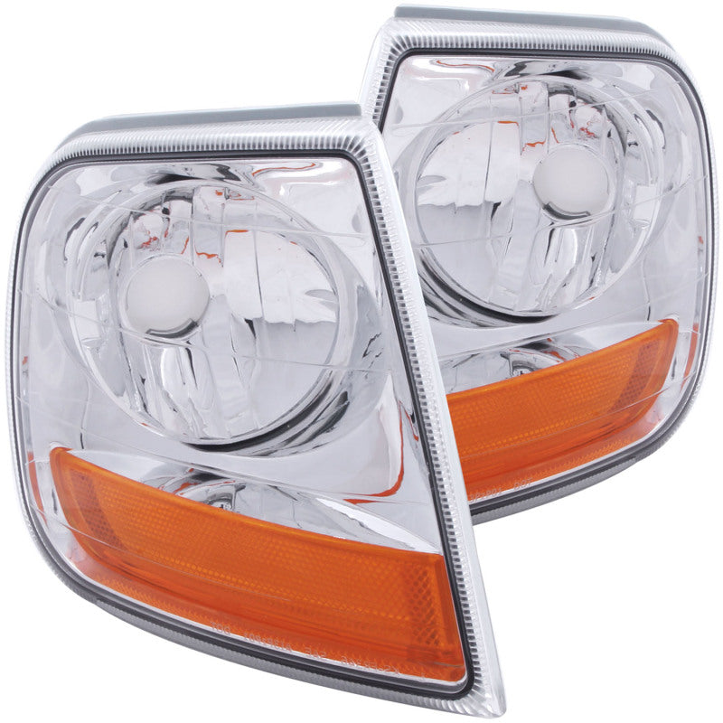 ANZO USA Ford F-150 Harley - Davidson Style Corner Lights Chrome W/ Amber Reflector; 1997-2003 - eliteracefab.com