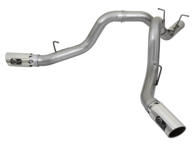 aFe Large Bore-HD 4in 409-SS DPF-Back Exhaust w/Dual Polished Tips 2017 GM Duramax V8-6.6L (td) L5P - eliteracefab.com